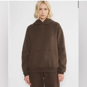 TNA ~Cozy Fleece Chocolate Brown Pullover Boyfriend Hoodie (XL)